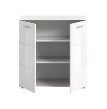 Kommode >Prego< in weiß/weiß hochglanz - 80x83x37cm (BxHxT)