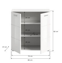 Kommode >Prego< in weiß/weiß hochglanz - 80x83x37cm (BxHxT)