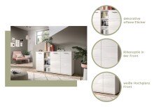 Kommode >Prego< in weiß/weiß hochglanz - 110x83x37cm (BxHxT)