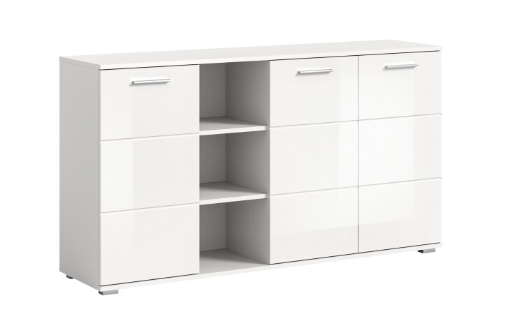 Kommode >Prego< in weiß/weiß hochglanz - 150x83x37cm (BxHxT)