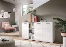 Kommode >Prego< in weiß/weiß hochglanz - 150x83x37cm (BxHxT)