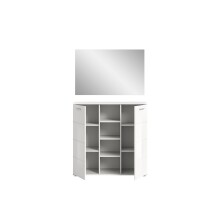 Garderoben-Set >Prego< in weiß/weiß hochglanz - 110x191x37cm (BxHxT)