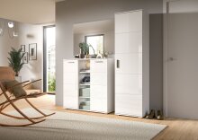 Garderoben-Set >Prego< in weiß/weiß hochglanz - 180x191x37cm (BxHxT)