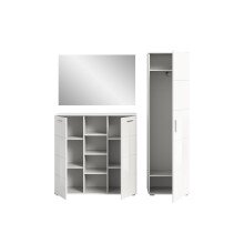 Garderoben-Set >Prego< in weiß/weiß hochglanz - 180x191x37cm (BxHxT)