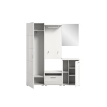 Garderoben-Set >Prego< in weiß/weiß hochglanz - 165x191x37cm (BxHxT)