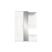 Garderoben-Set >Prego< in weiß/weiß hochglanz - 140x191x37cm (BxHxT)