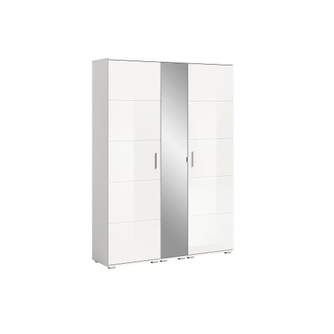 Garderoben-Set >Prego< in weiß/weiß hochglanz - 140x191x37cm (BxHxT)