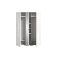 Garderoben-Set >Prego< in weiß/weiß hochglanz - 140x191x37cm (BxHxT)