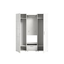 Garderoben-Set >Prego< in weiß/weiß hochglanz - 165x191x37cm (BxHxT)