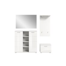 Garderoben-Set >Prego< in weiß/weiß hochglanz - 180x191x37cm (BxHxT)