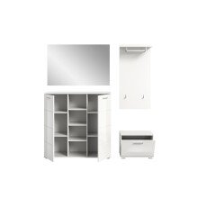 Garderoben-Set >Prego< in weiß/weiß hochglanz - 180x191x37cm (BxHxT)