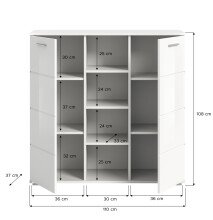 Garderoben-Set >Prego< in weiß/weiß hochglanz - 180x191x37cm (BxHxT)