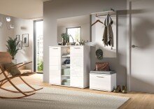 Garderoben-Set >Prego< in weiß/weiß hochglanz - 180x191x37cm (BxHxT)