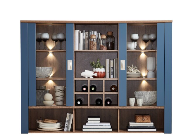 Buffetaufsatz >Dijon< in Parisian Blue Nachbildung - 163x122x38cm (BxHxT)