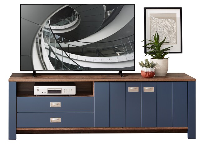 TV-Board >Dijon< in Parisian Blue Nachbildung - 194x63x45cm (BxHxT)