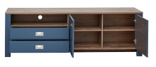 Wohnwand >Dijon< in Parisian Blue Nachbildung - 307x201x45cm (BxHxT)