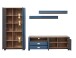 Wohnwand >Dijon< in Parisian Blue Nachbildung - 307x201x45cm (BxHxT)