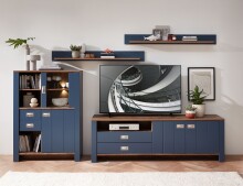 Wohnwand >Dijon< in Parisian Blue Nachbildung -...