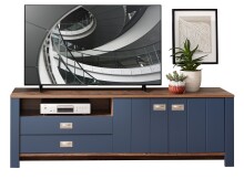 Wohnwand >Dijon< in Parisian Blue Nachbildung - 307x190x45cm (BxHxT)