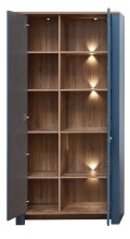 Vitrine >Dijon< in Parisian Blue Nachbildung - 98x201x38cm (BxHxT)