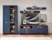 Vitrine >Dijon< in Parisian Blue Nachbildung - 98x201x38cm (BxHxT)