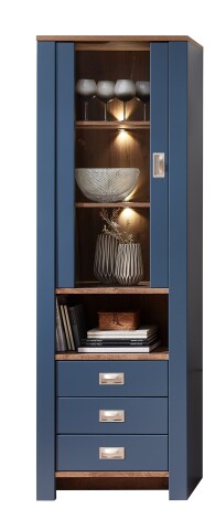 Vitrine >Dijon< in Parisian Blue Nachbildung - 65x201x38cm (BxHxT)