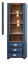 Vitrine >Dijon< in Parisian Blue Nachbildung - 65x201x38cm (BxHxT)