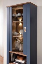 Vitrine >Dijon< in Parisian Blue Nachbildung - 65x201x38cm (BxHxT)