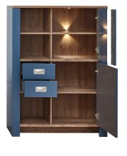 Vitrine >Dijon< in Parisian Blue Nachbildung - 98x134x38cm (BxHxT)