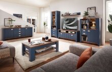 Vitrine >Dijon< in Parisian Blue Nachbildung - 98x134x38cm (BxHxT)