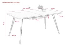 Esstisch >Nalisa< in Zinneiche aus Holzwerkstoff - 160x76x90cm (BxHxT)