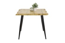 Esstisch >Sandra< in Wildeiche/Schwarz aus MDF - 90x76x90cm (BxHxT)