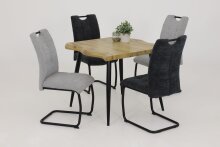 Esstisch >Sandra< in Wildeiche/Schwarz aus MDF - 90x76x90cm (BxHxT)