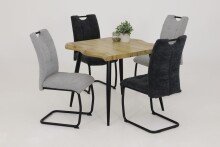 Esstisch >Sandra< in Wildeiche/Schwarz aus MDF - 90x76x90cm (BxHxT)