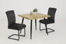 Esstisch >Sandra< in Wildeiche/Schwarz aus MDF - 90x76x90cm (BxHxT)