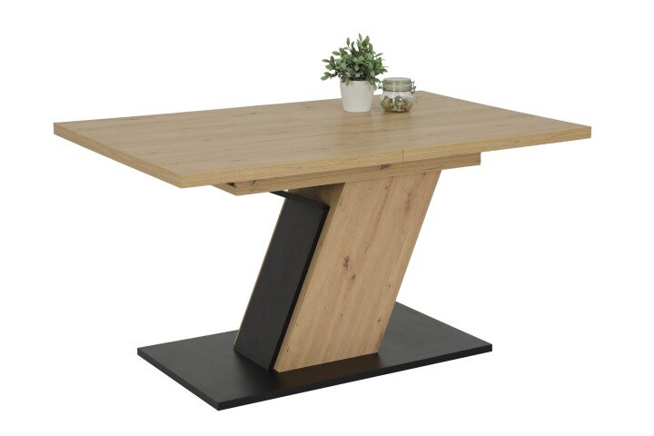 Säulen-Esstisch >Jenniffer< in Artisan Eiche/Schwarz - 180x76x90 (BxHxT)