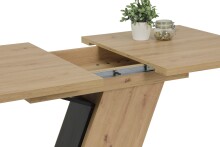 Säulen-Esstisch >Jenniffer< in Artisan Eiche/Schwarz - 180x76x90 (BxHxT)