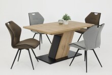 Säulen-Esstisch >Jenniffer< in Artisan Eiche/Schwarz - 180x76x90 (BxHxT)