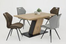 Säulen-Esstisch >Jenniffer< in Artisan Eiche/Schwarz - 180x76x90 (BxHxT)
