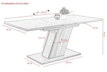 Säulen-Esstisch >Jenniffer< in Artisan Eiche/Schwarz - 180x76x90 (BxHxT)