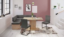 Säulen-Esstisch >Alex< in Artisan Eiche aus Holzwerkstoff - 138x76x80cm (BxHxT)