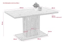 Säulen-Esstisch >Alex< in Artisan Eiche aus Holzwerkstoff - 138x76x80cm (BxHxT)