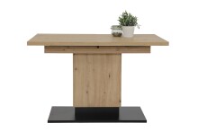 Säulen-Esstisch >Lori< in Artisan Eiche/Schwarz - 120x76x80 (BxHxT)