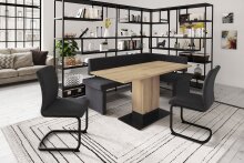 Säulen-Esstisch >Lori< in Artisan Eiche/Schwarz - 120x76x80 (BxHxT)