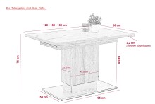 Säulen-Esstisch >Lori< in Artisan Eiche/Schwarz - 120x76x80 (BxHxT)