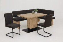 Säulen-Esstisch >Lori< in Artisan Eiche/Schwarz - 120x76x80 (BxHxT)