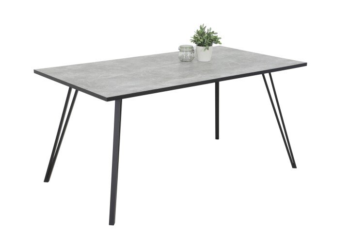 Esstisch >Tino< in Betonoptik aus Holzwerkstoff - 160x76x90cm (BxHxT)