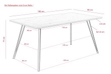 Esstisch >Tino< in Zinneiche hell aus Holzwerkstoff - 160x76x90cm (BxHxT)