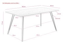 Esstisch >Tino< in Zinneiche hell aus Holzwerkstoff - 160x76x90cm (BxHxT)