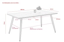Esstisch >Susi< in schwarz/Oldwood/Schwarz aus Holzwerkstoff - 160x76x90 (BxHxT)